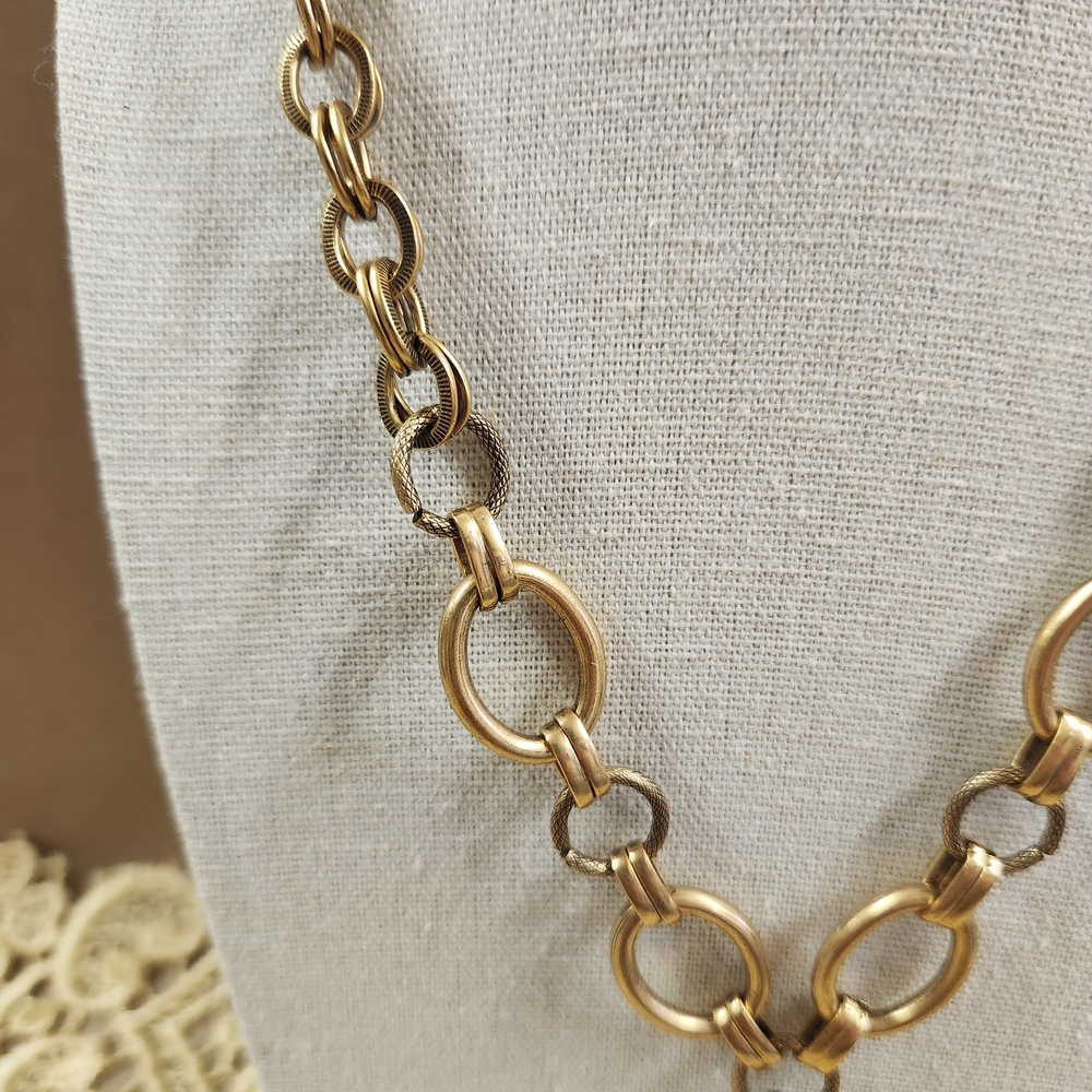 Patricia Nash Gold Tone Horse Cameo Necklace Chain Link Equestrian NWT New - Picture 4 of 14